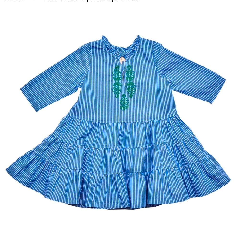 Striped Penelope Dress with Green Details
